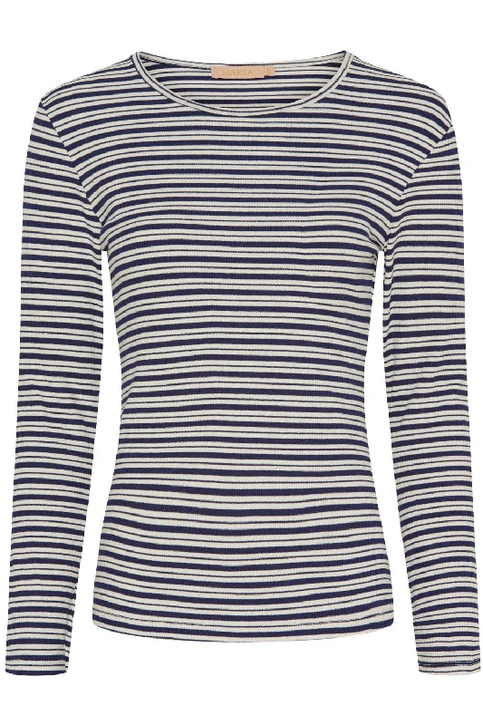  Polished Women's SilkChristel Tee | Navy/Cream | T-shirt fra Marta du Chateau