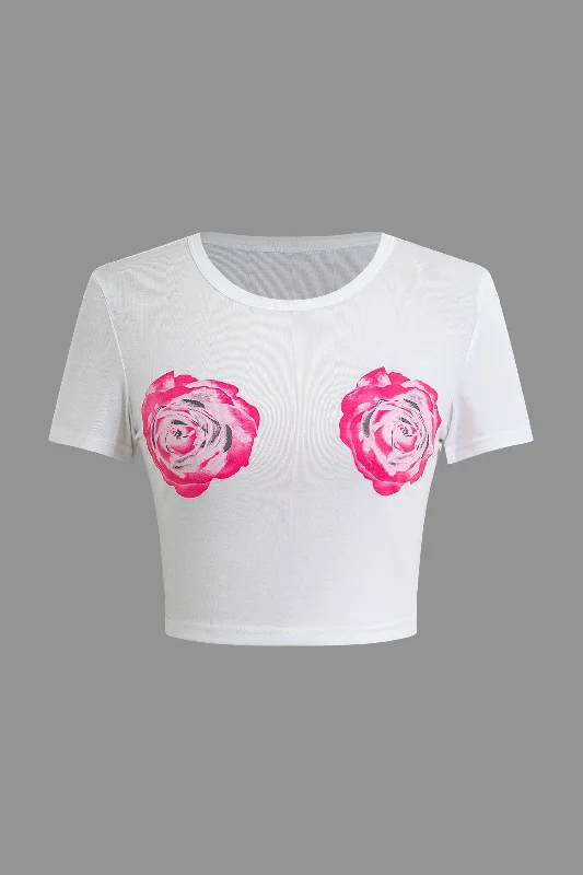  British Gentlewoman StyleFloral Print Crop T-shirt