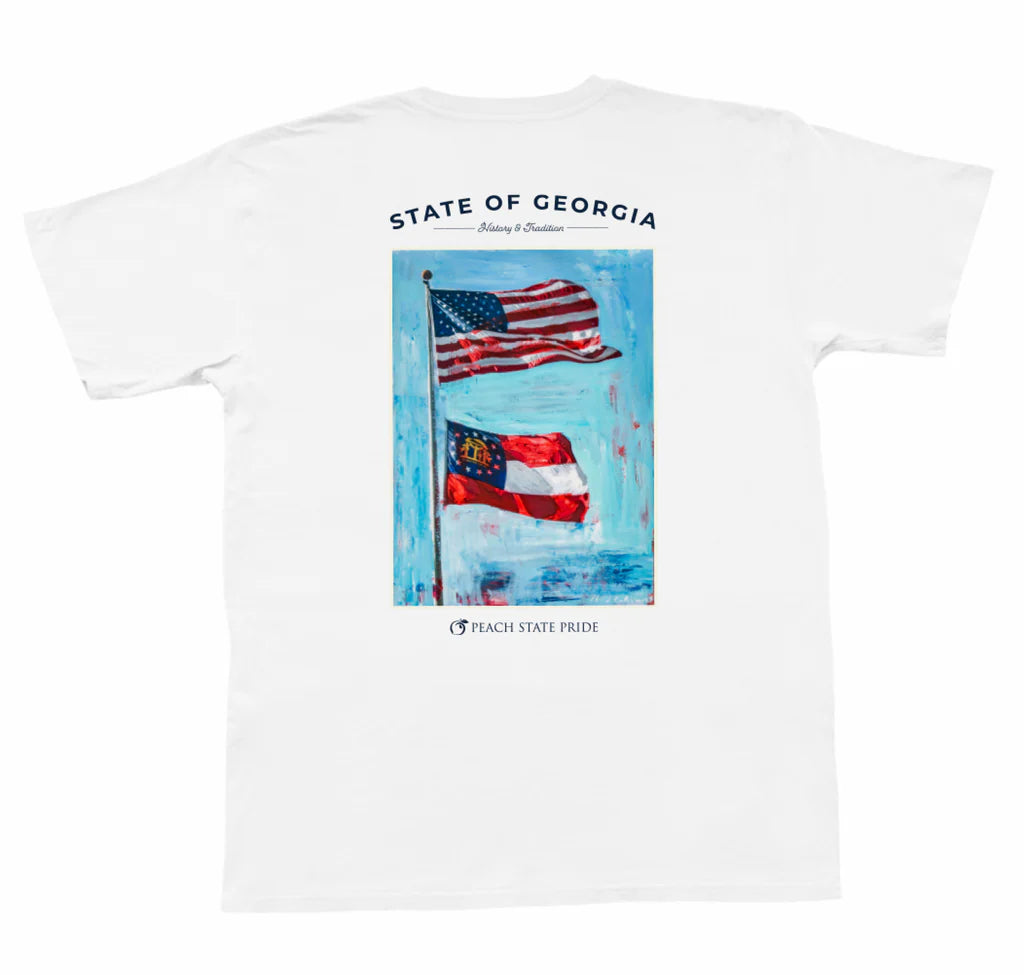  Unique Women's UpcycledPeach State Pride Flags Over Georgia T Shirt