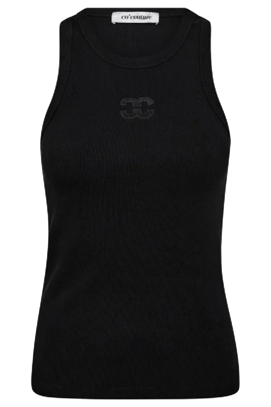  Relaxed Women's BeachySahara Embroidery Tank Top 33151 | Black | T-Shirt fra Co'couture