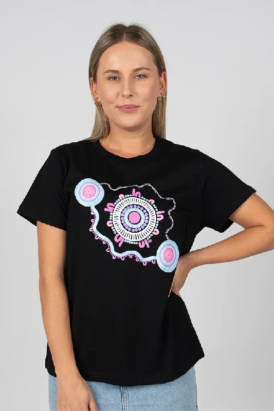  Modern Women's A Woman's Connection Black Cotton Crew Neck Women's T-Shirt