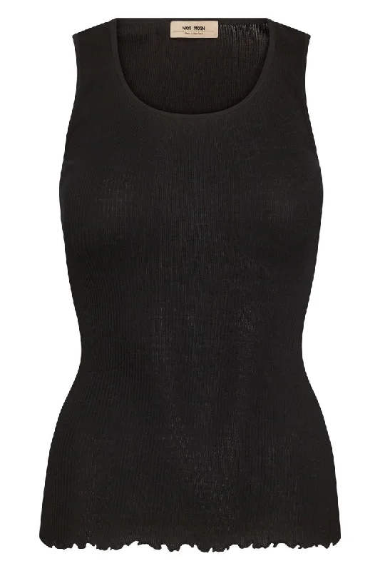  Traditional Women's WoolElaine Seamless Silk Tank Top  | Black | T-shirt fra Mos Mosh