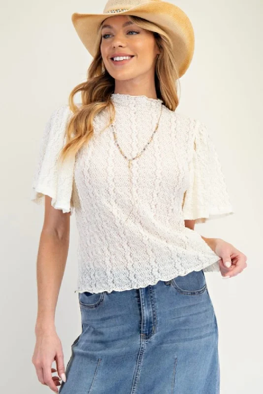  Casual Women's Short - sleevedWing Lace Top