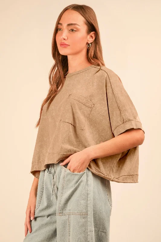  ScandinavianEasy Does It Taupe Crop Tee