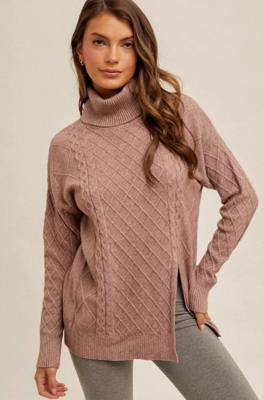  Bohemian Women's FreeCable Knit Split Hem Sweater