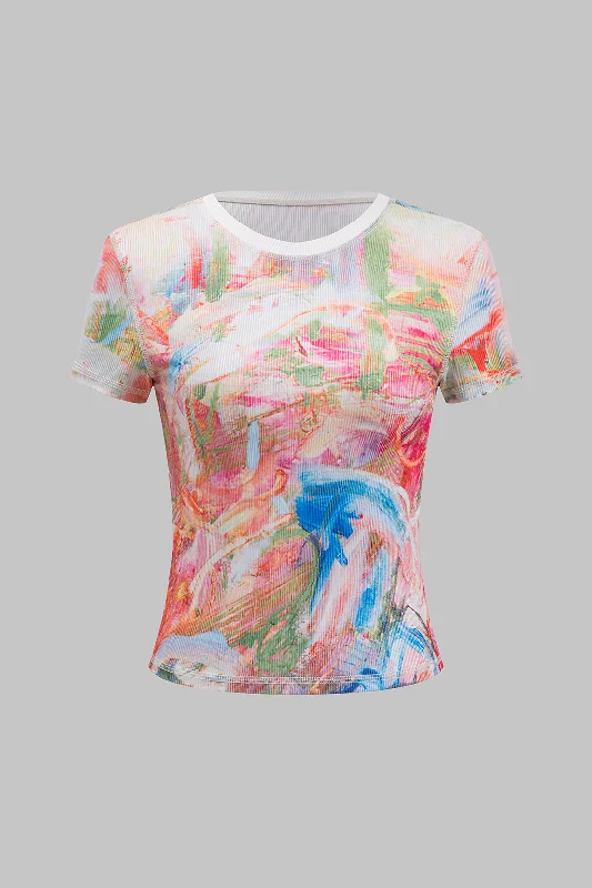  DiscoContrast Abstract Print Short Sleeve T-Shirt