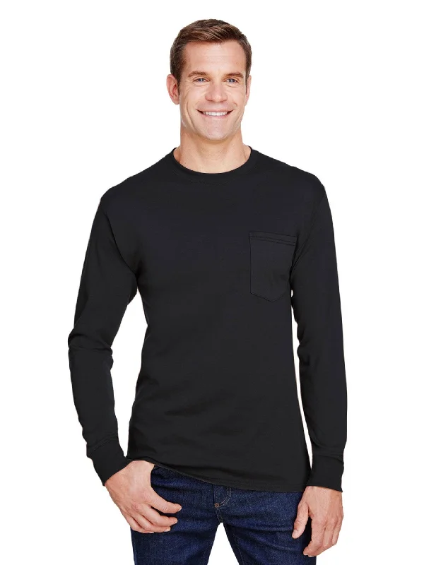  Monochromatic Office StyleHanes Workwear Long Sleeve Pocket T-Shirt