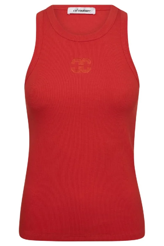  Tough Women's Military - inspiredSahara Embroidery Tank Top 33151 | Red | T-Shirt fra Co'couture