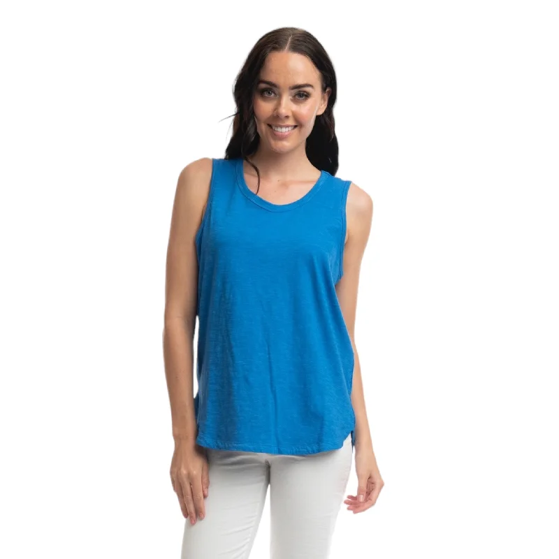  Sophisticated Women's Orientique Cotton Vest Top Nautical Blue