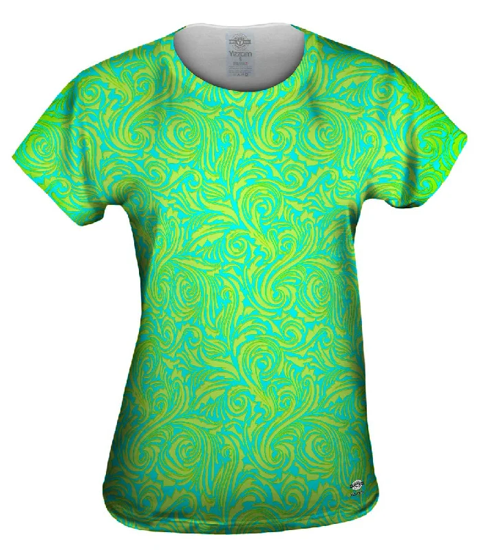  BusinessAutumn Me Aqua Leaf Swirls Pattern