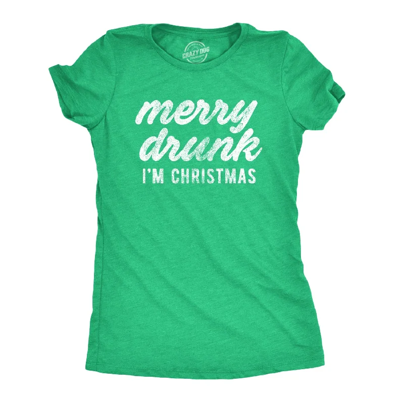  Elegant Women's Merry Drunk I'm Christmas Women's T Shirt