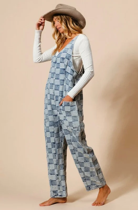  Cozy Women's WinterChecker Denim Overall