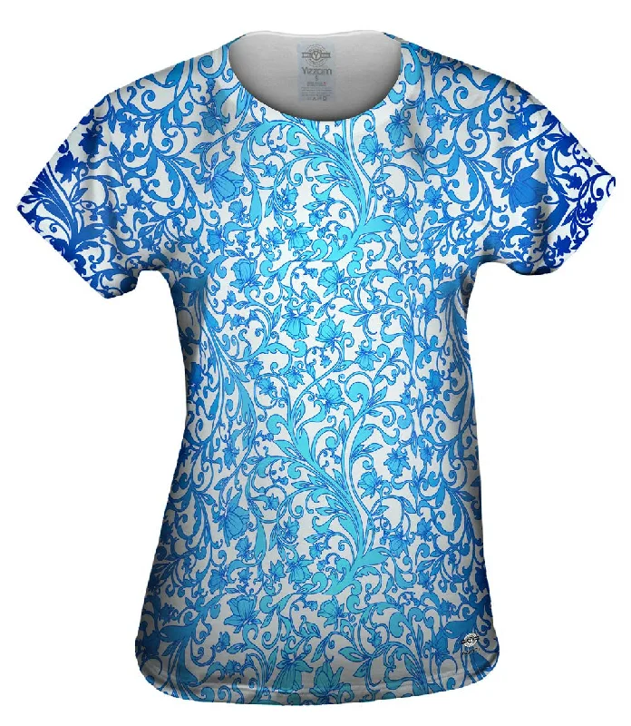  Sharp Women's ItalianSwirl Flower Navy Turquoise Pattern