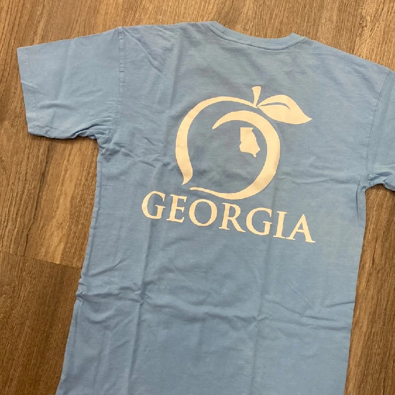  Modern Women's Peach State Pride Logo Georgia Blue T Shirt