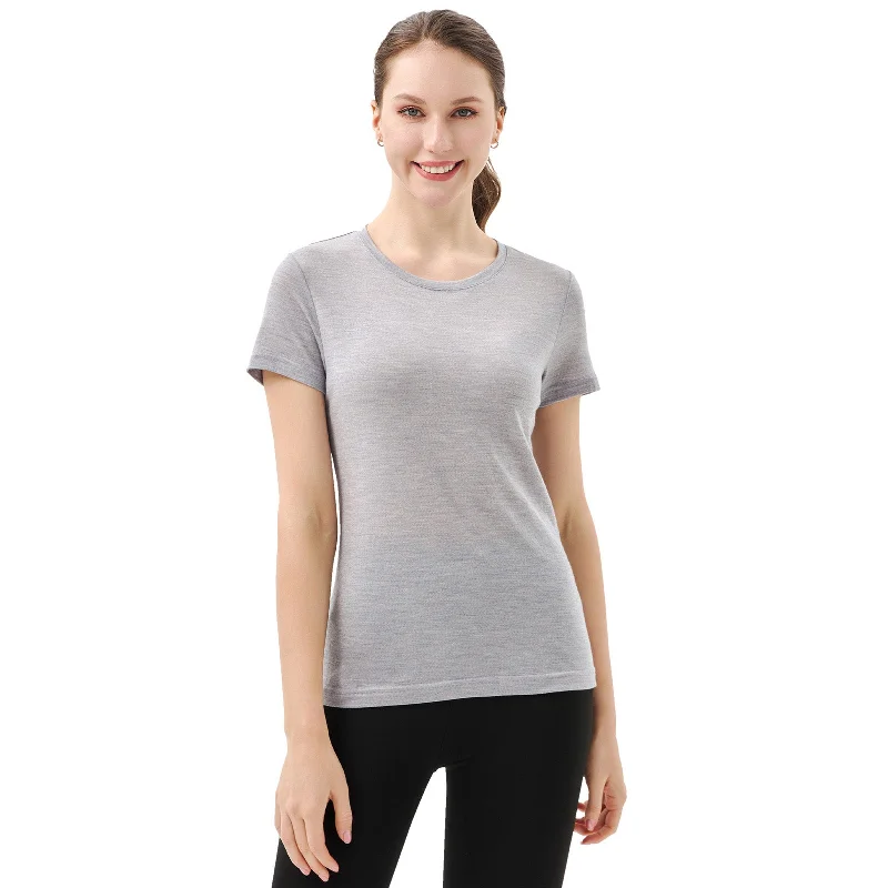  Hip Women's RetroWomen's Merino 150g Classic Short Sleeve T-Shirt Grey Marle Heather