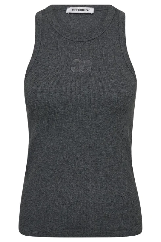  Stylish Women's NeonSahara Embroidery Tank Top 33151 | Dark Grey | T-Shirt fra Co'couture