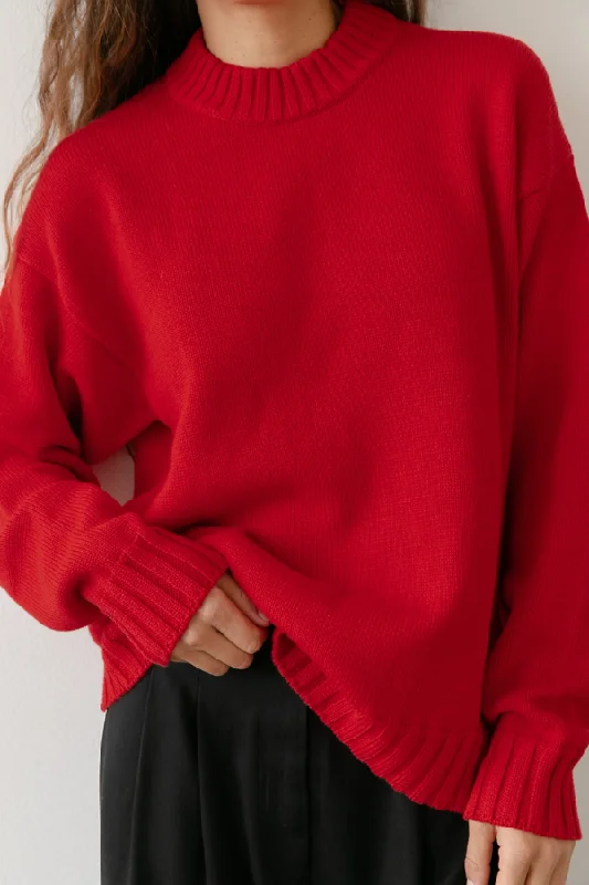  Cool Women's SkateCotton Cashmere Crewneck Sweater - Tomato