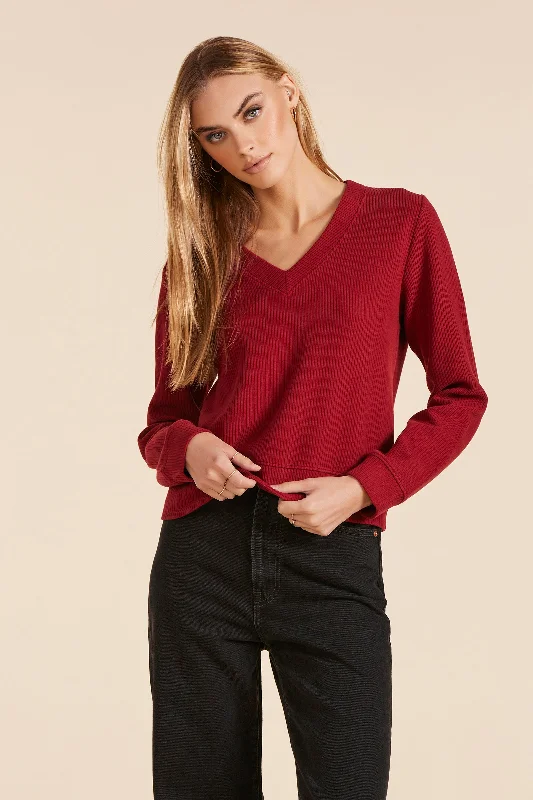  Elegant Women's V-NECK CROPPED BOXY TOP