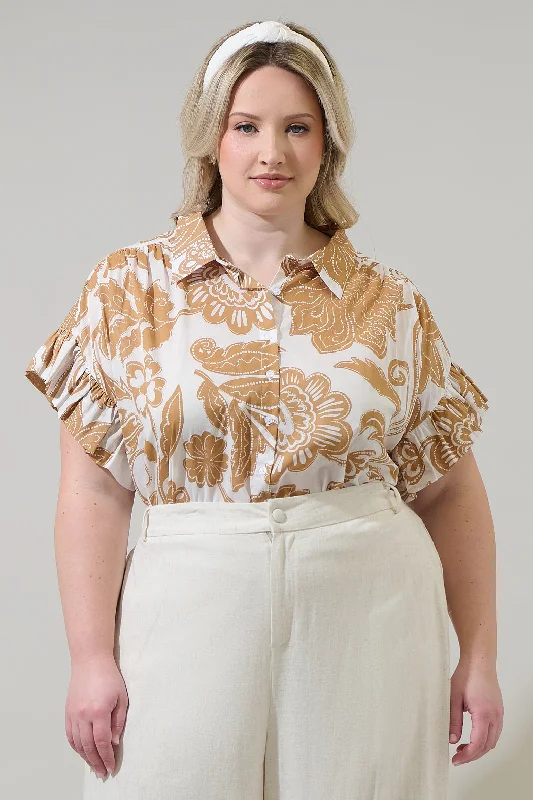  Sustainable OrganicNadya Floral Ina Button Up Top Curve