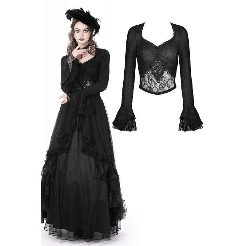  Unique Women's UpcycledWomen's Gothic Floral Embroidered Lace Splice Shirt