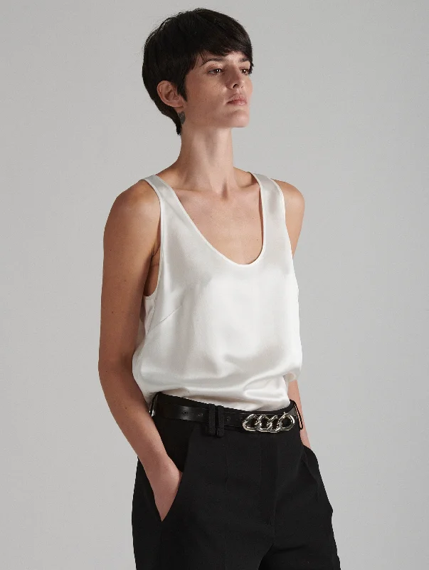  Earthy Women's Hemp - basedWhite silk satin tank top