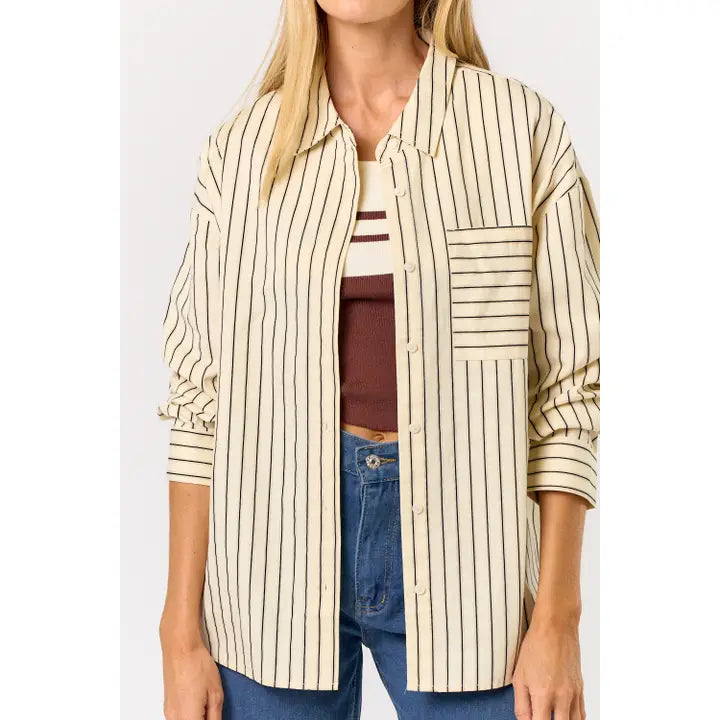  Refined Women's VelvetLONG SLEEVE STRIPED TOP