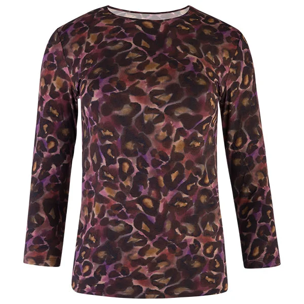  Australian BeachShaped Knit Tee in Plum Cheetah