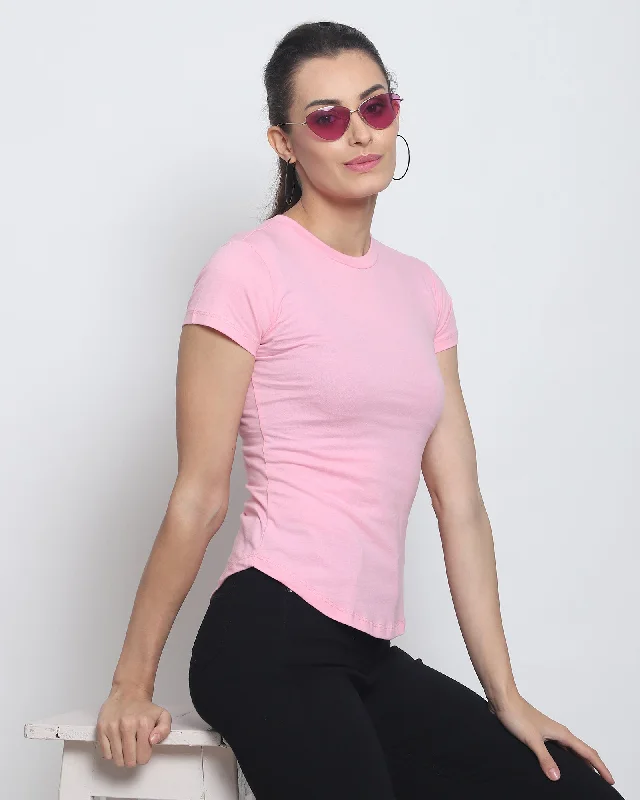  AdventureWomen Crew Neck Top: Solid Pink