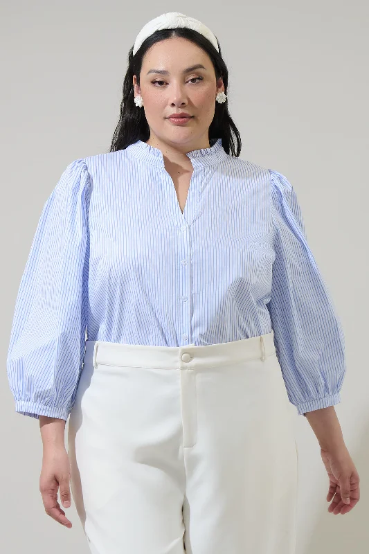  Monochromatic Office StyleSomer Striped Ima Button Up Top Curve