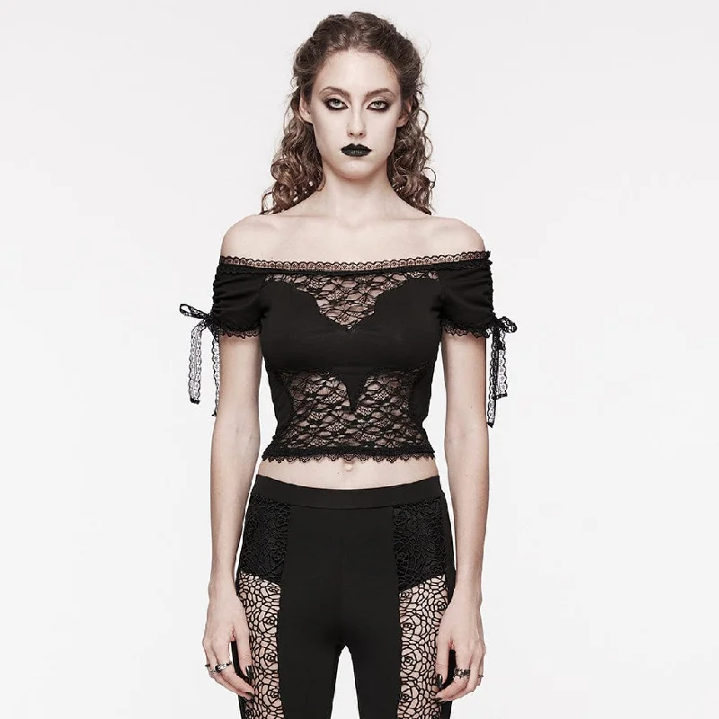  Dynamic Women's MotoWomen's Gothic Off-shoulder Drawstring Lace Top