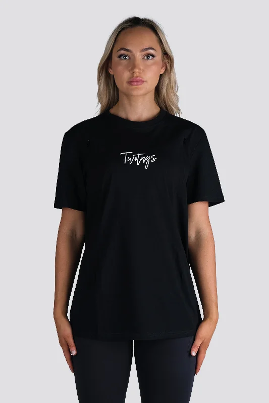  Unique Women's UpcycledEssential Feeding T-Shirt - Black