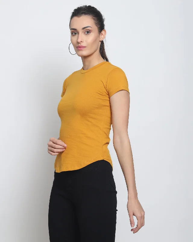  Classic Women's Pin - stripedWomen Crew Neck Top: Mustard