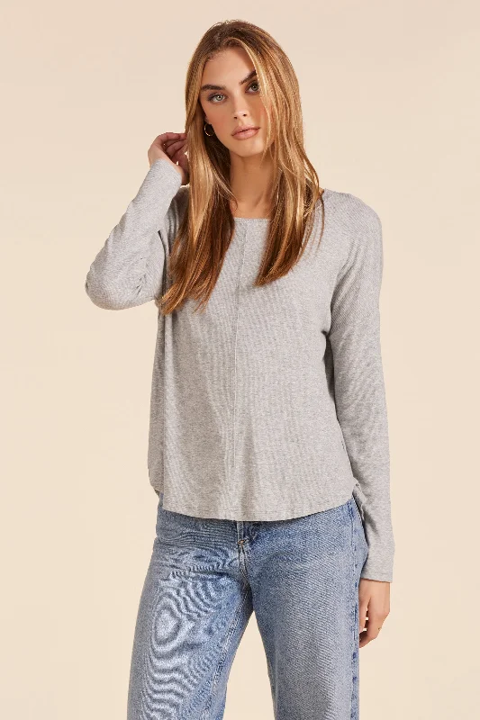  Refined Women's VelvetBOATNECK TEE WITH SEAM DETAIL