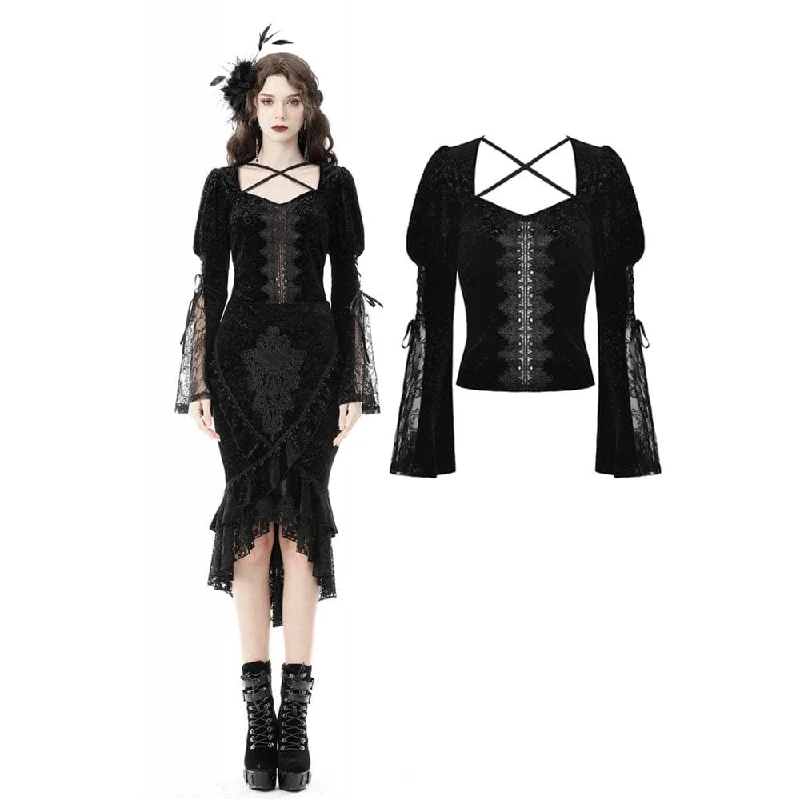  Sophisticated Women's TailoredWomen's Gothic Square Collar Puff Sleeved Velet Shirt