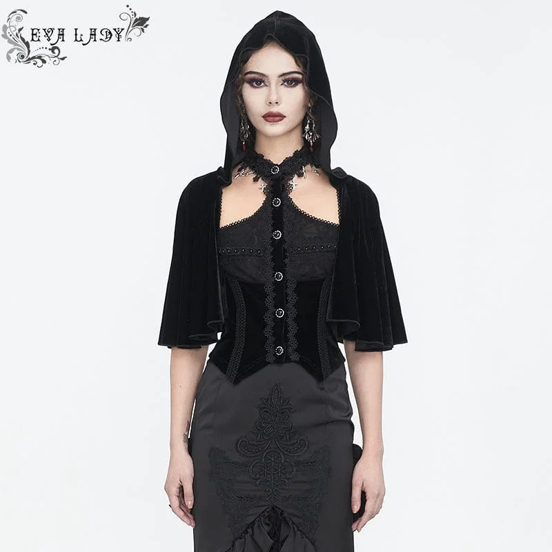  WomenWomen's Gothic Lace Splice Cape with Halterneck Velvet Top