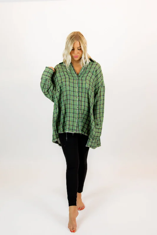  BusinessWe The Free Cardiff Plaid Top | Green Combo