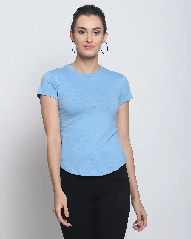  Dynamic Women's Glow - in - the - darkWomen Crew Neck Top: Cyan Blue