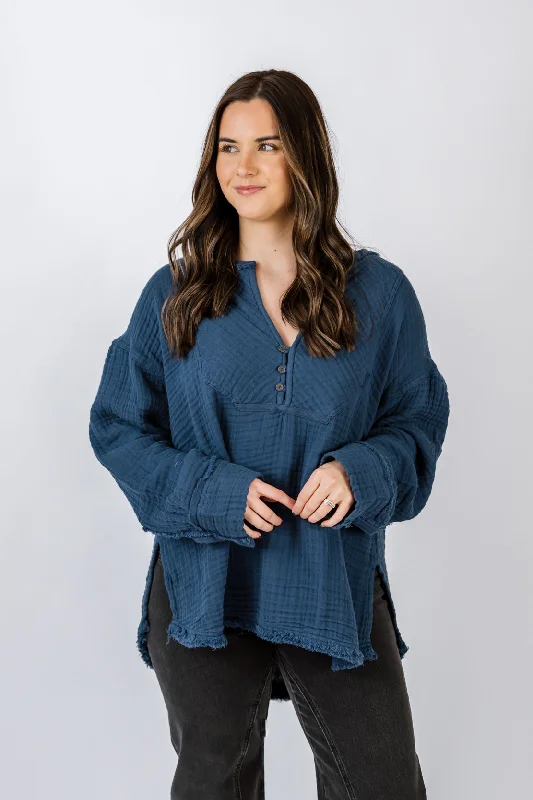  Classic Women's TweedWe The Free Easy Sunday Top | Dark Denim