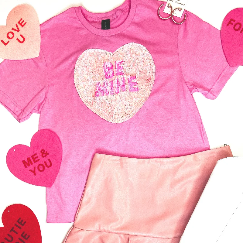  Athletic Women's High - Be Mine Sequin Heart Short Sleeve Graphic Tee in Pink