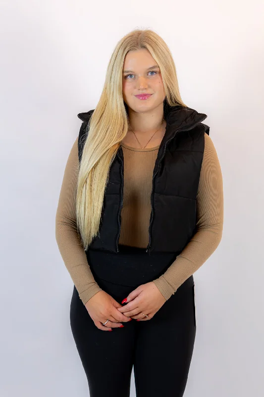  Edgy Women's PunkShelby Puffer Vest | Black