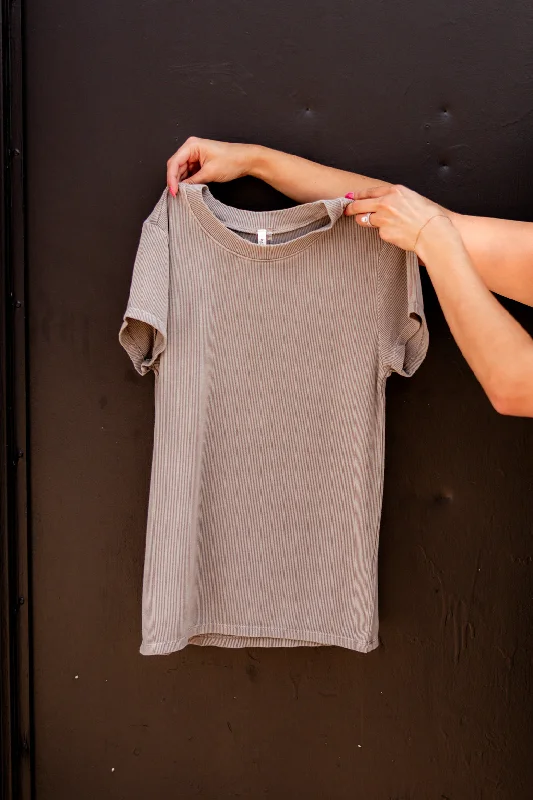  Tough Women's TacticalJocelyn Ribbed T-Shirt | Grey Brown