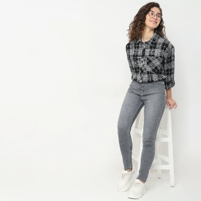  Edgy Women's PunkRegular Fit Checkered Top