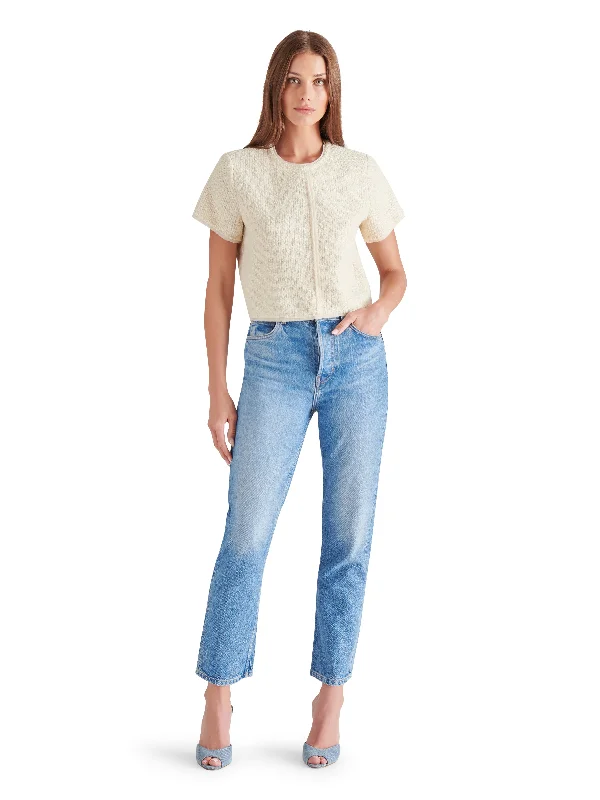  Sleek Women's SHORT SLEEVE BOUCLE TOP