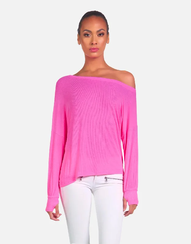  Feminine Women's Soft Kristopher Tee Neon Pink