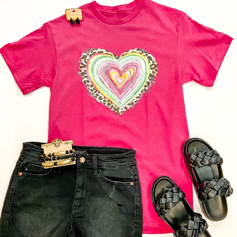  Sophisticated Women's Loving In Colors Short Sleeve Graphic Tee in Hot Pink