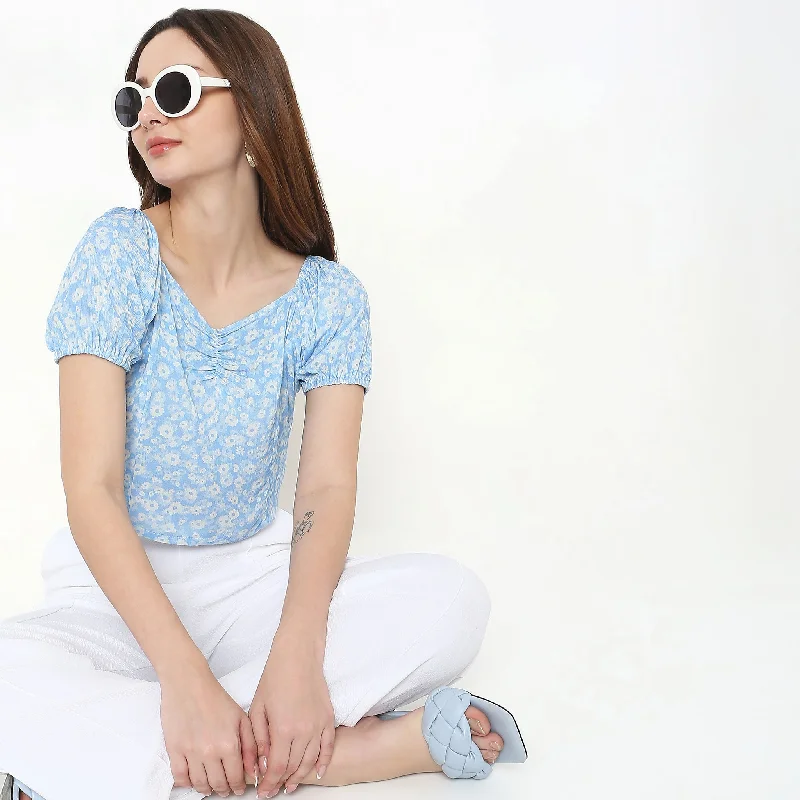  Feminine Women's Style Slim Fit Floral Top