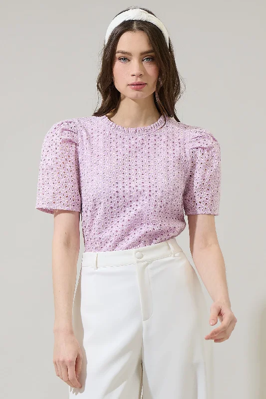  Sleek Women's Hadi Eyelet Veronica Puff Sleeve Blouse