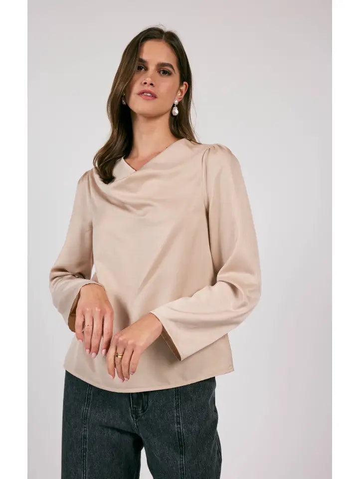  Earthy Women's MODERNITY COWL NECK BLOUSE