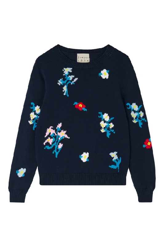  CashmereFlower Crew - Navy