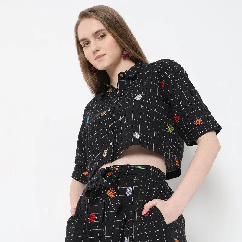  PatchworkRegular Fit Geometric Top